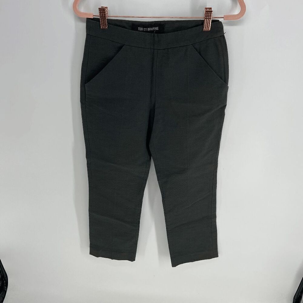 Ter Et Bantine Woven Womens Dark Gray Pleat Front Cropped Trouser Dress Pant 8